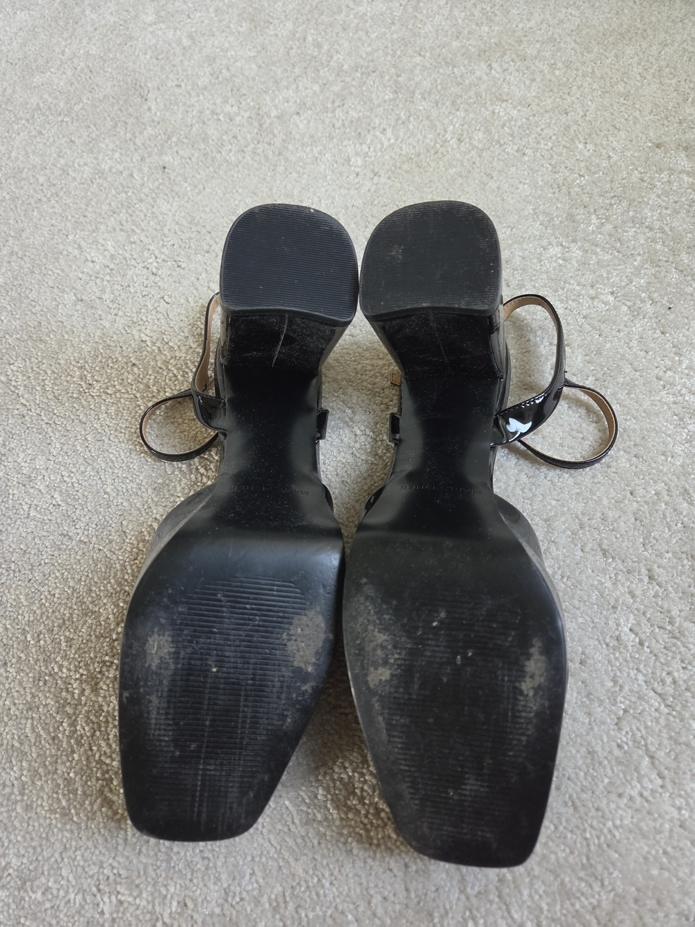 Marc Fisher Black Patent Square-Toe Slingback Heels Size 10 - Picture 3 of 7
